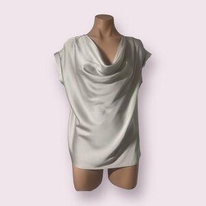 EXPRESS COWEL NECK GREY SILVER SATUN BLOUSE